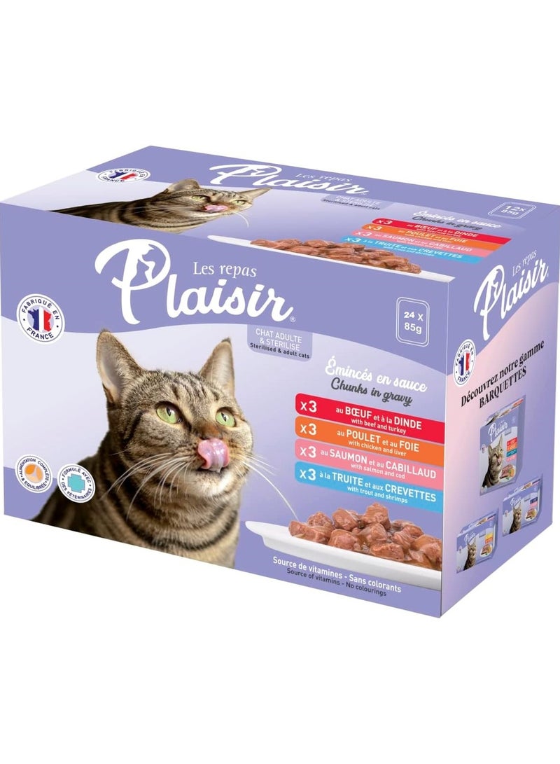 Plaisir Cats Chunks In Gravy 24 Pouches Of 85G